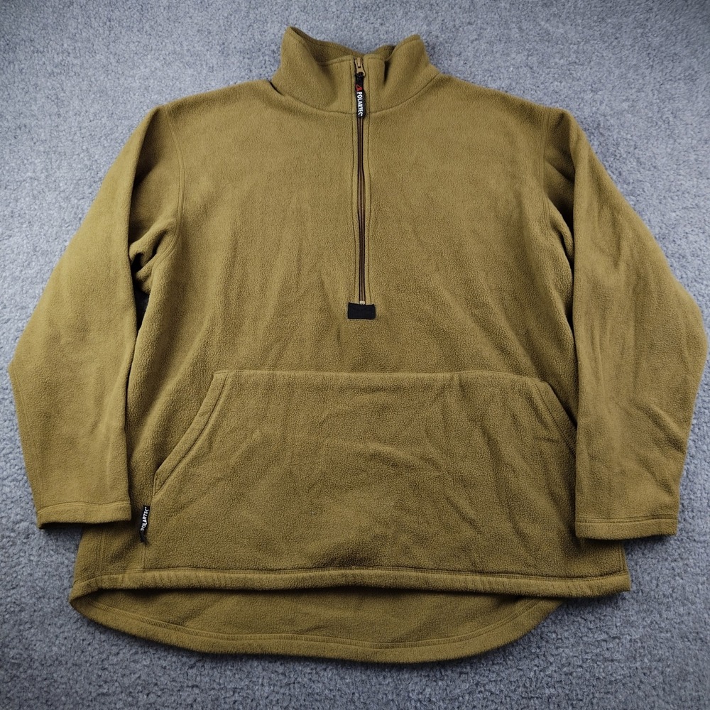 Peckham Polartec Fleece Pullover Mens XL Coyote Brown 1/4 Zip Kangaroo Pocket